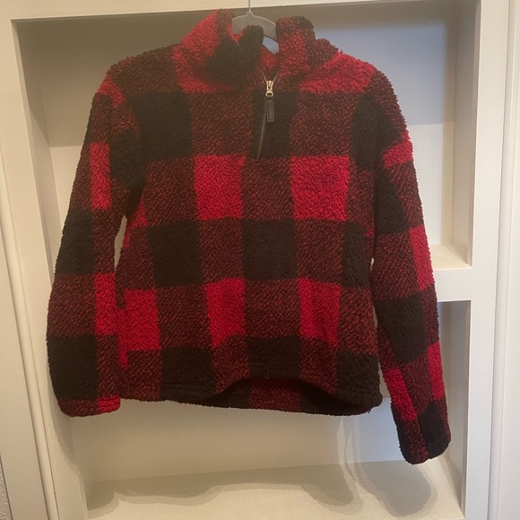 Fashion nova Plaid The Game Sherpa Pullover - Red/combo - Picture 7 of 7